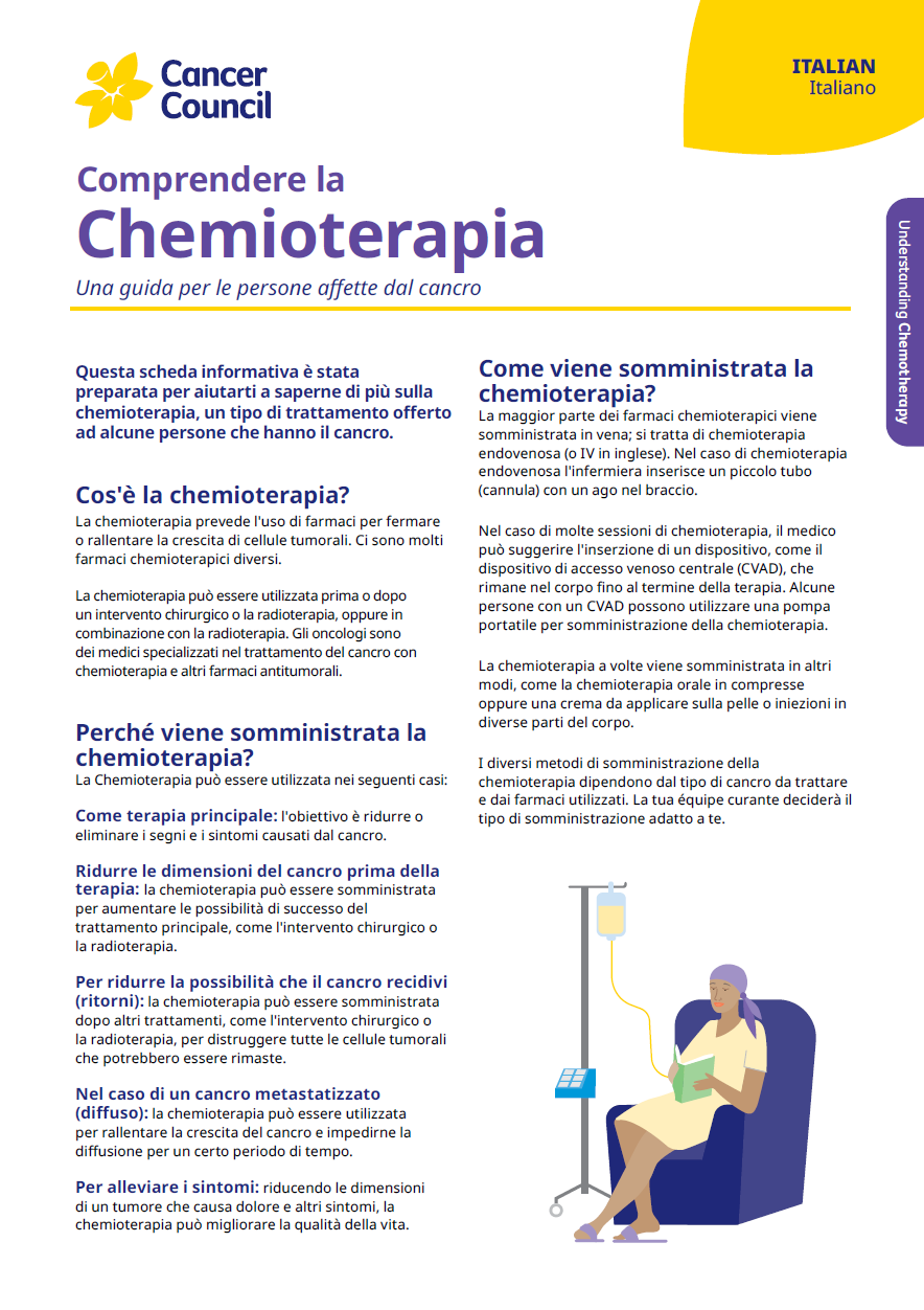 Cover image for Italian fact sheet understanding chemotherapy