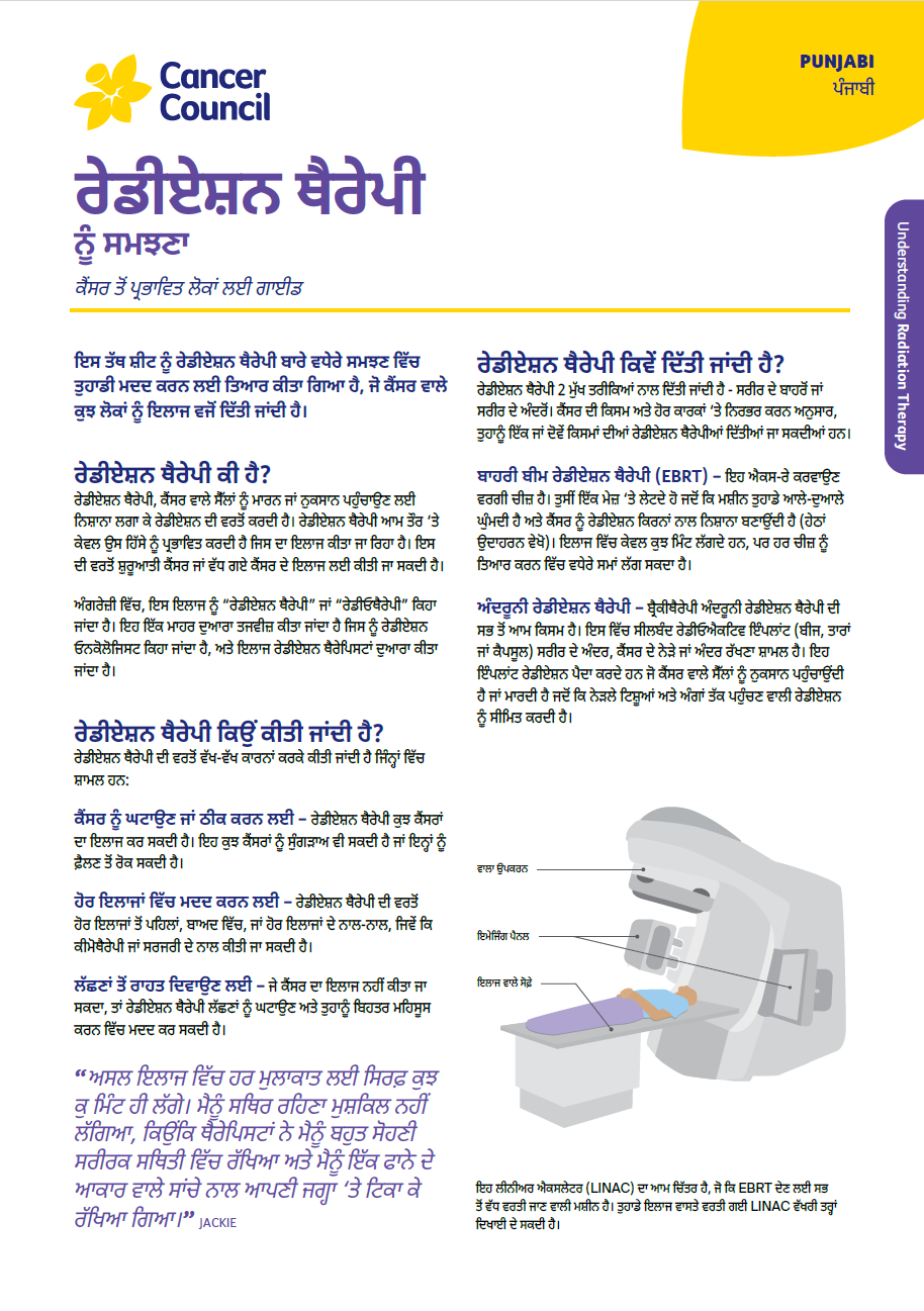 Cover for fact sheet Understanding Radiation Punjabi