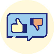 Icon: Bubble with thumbs up and thumbs down