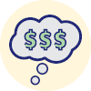 Icon: thought bubble with dollar signs