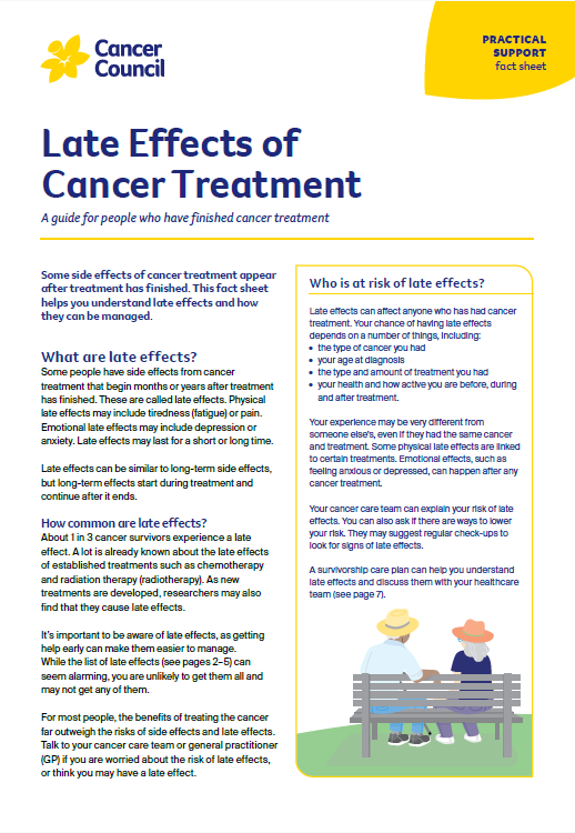 Cover for the fact sheet Late Effects of Cancer Treatment