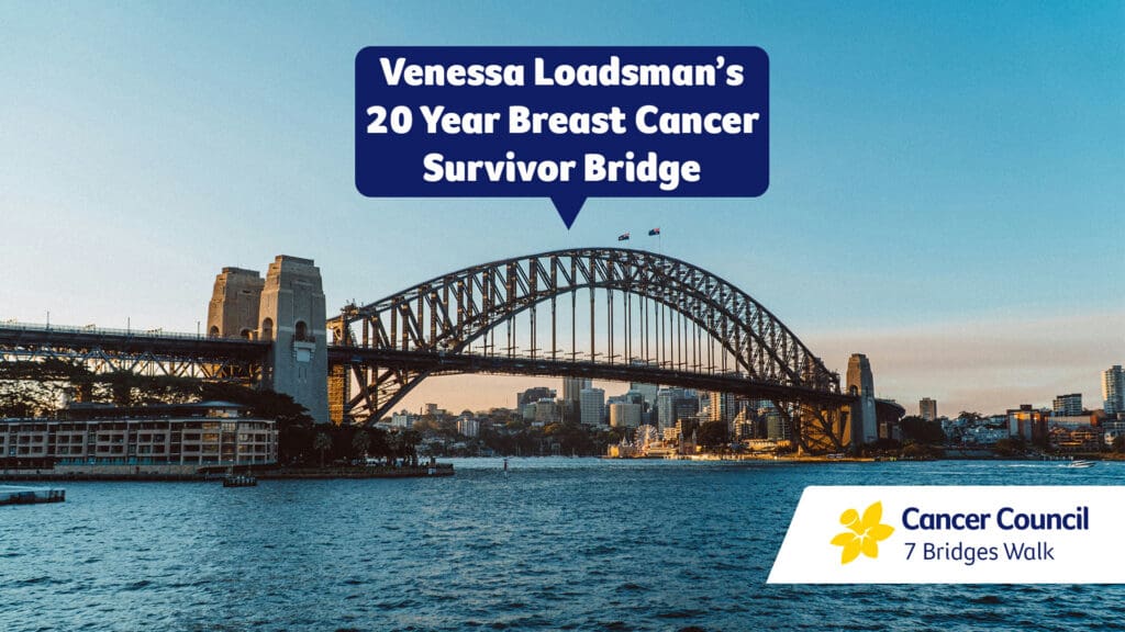 Last year, Andrew Loadsman dedicated the Sydney Harbour Bridge to his wife, Venessa, recognising the cancer journey that inspired more than a decade of fundraising through Seven Bridges Walk.